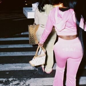 WAYDAMIN cream Velour Flared Track Suit